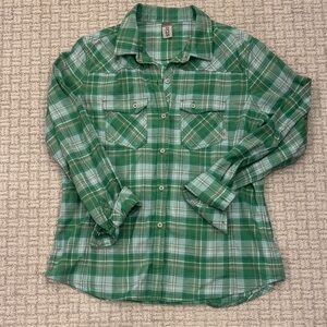 Stio Green and White Plaid Shirt